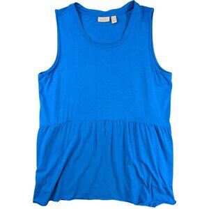 Logo Lori Goldstein Babydoll Top Womens Large Blue Tank‎ Coverup Beach Resort